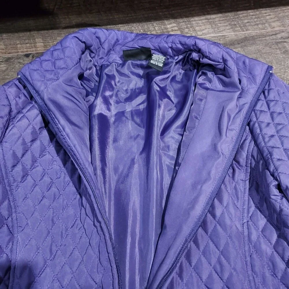 Jane Ashley Women's Quilted Coat, Size Medium Jacket Purple - Picture 7 of 16